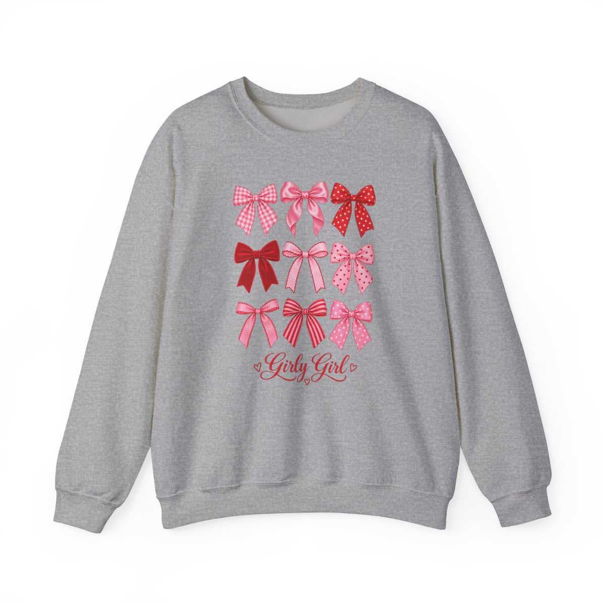 Bow Pattern Crewneck Sweatshirt — 'Lady God' Pink & Red Bows