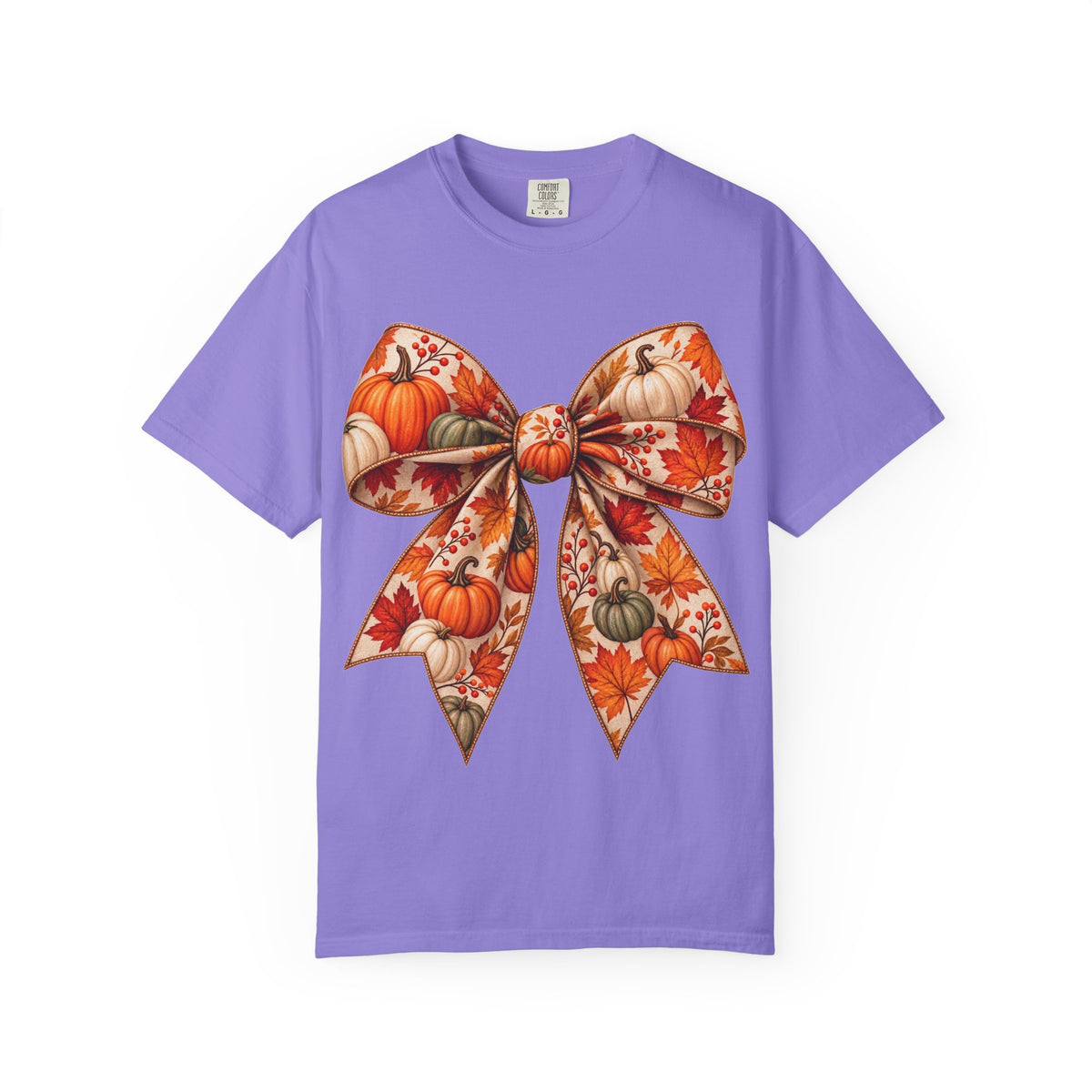 Autumn Pumpkin Bow T-Shirt — Fall Floral Pumpkin Graphic Tee