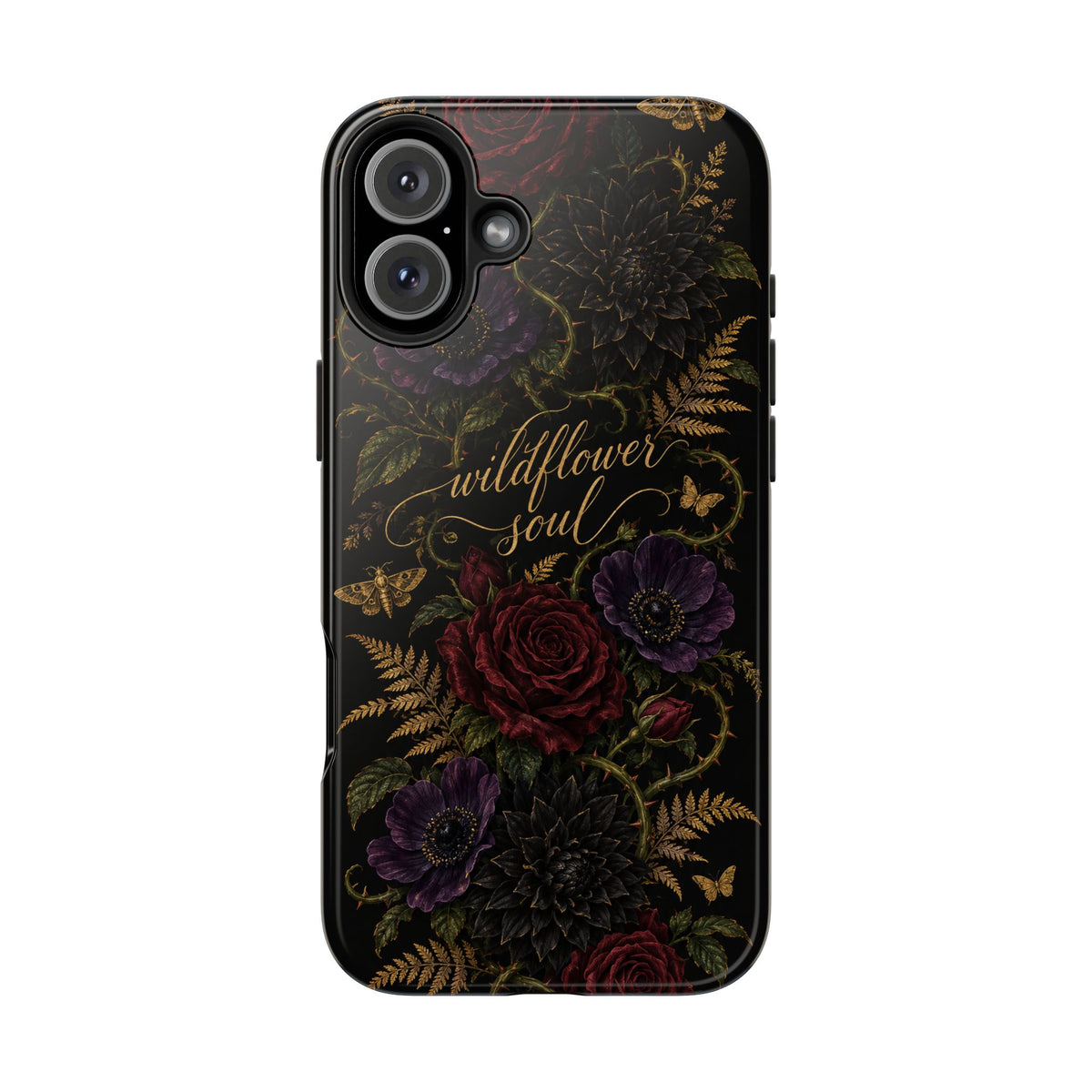 Tough Phone Case — 'Wildflower Soul' Dark Floral Protective Phone Cover
