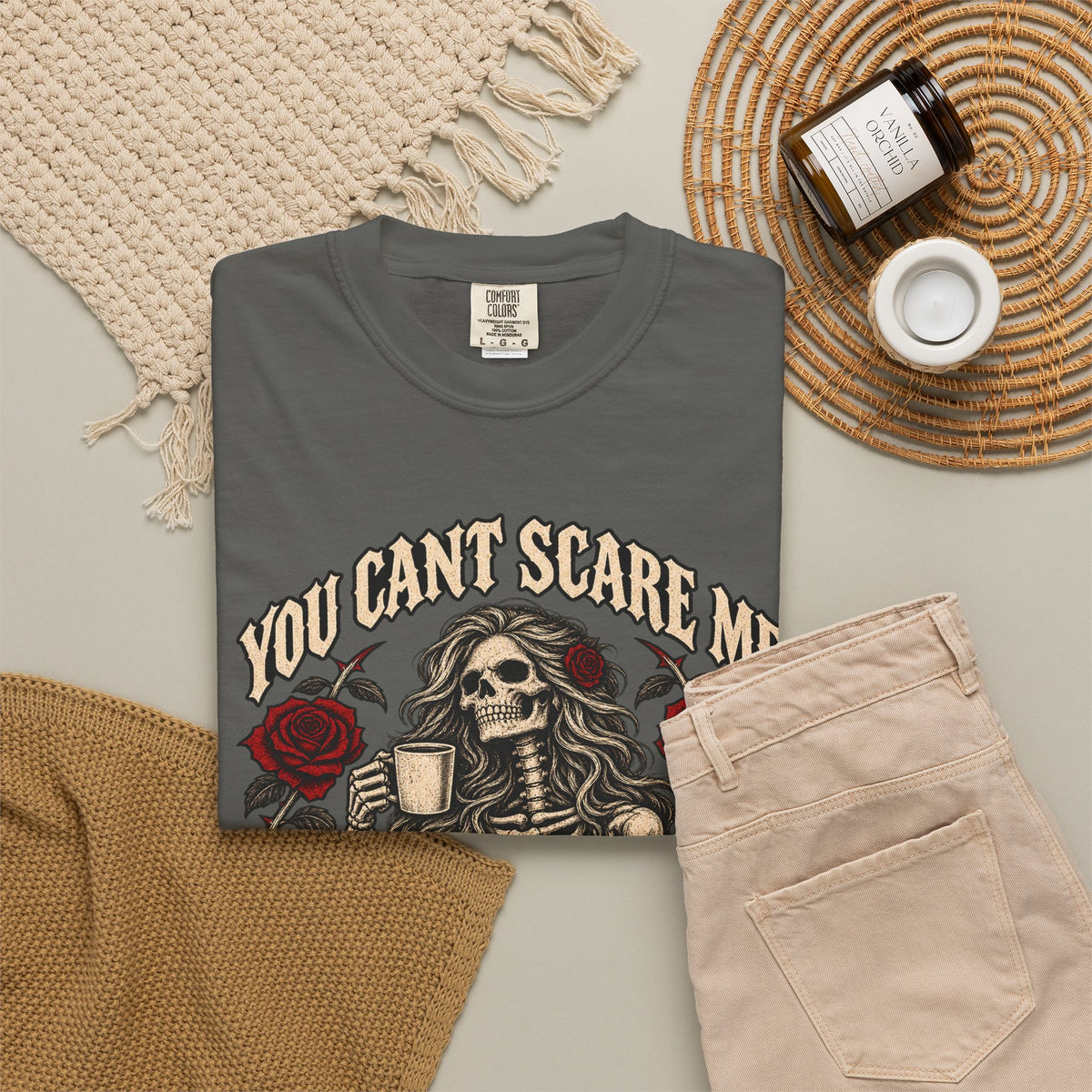 Mom Skeleton Graphic Tee — "You Can't Scare Me, I'm a Mom"