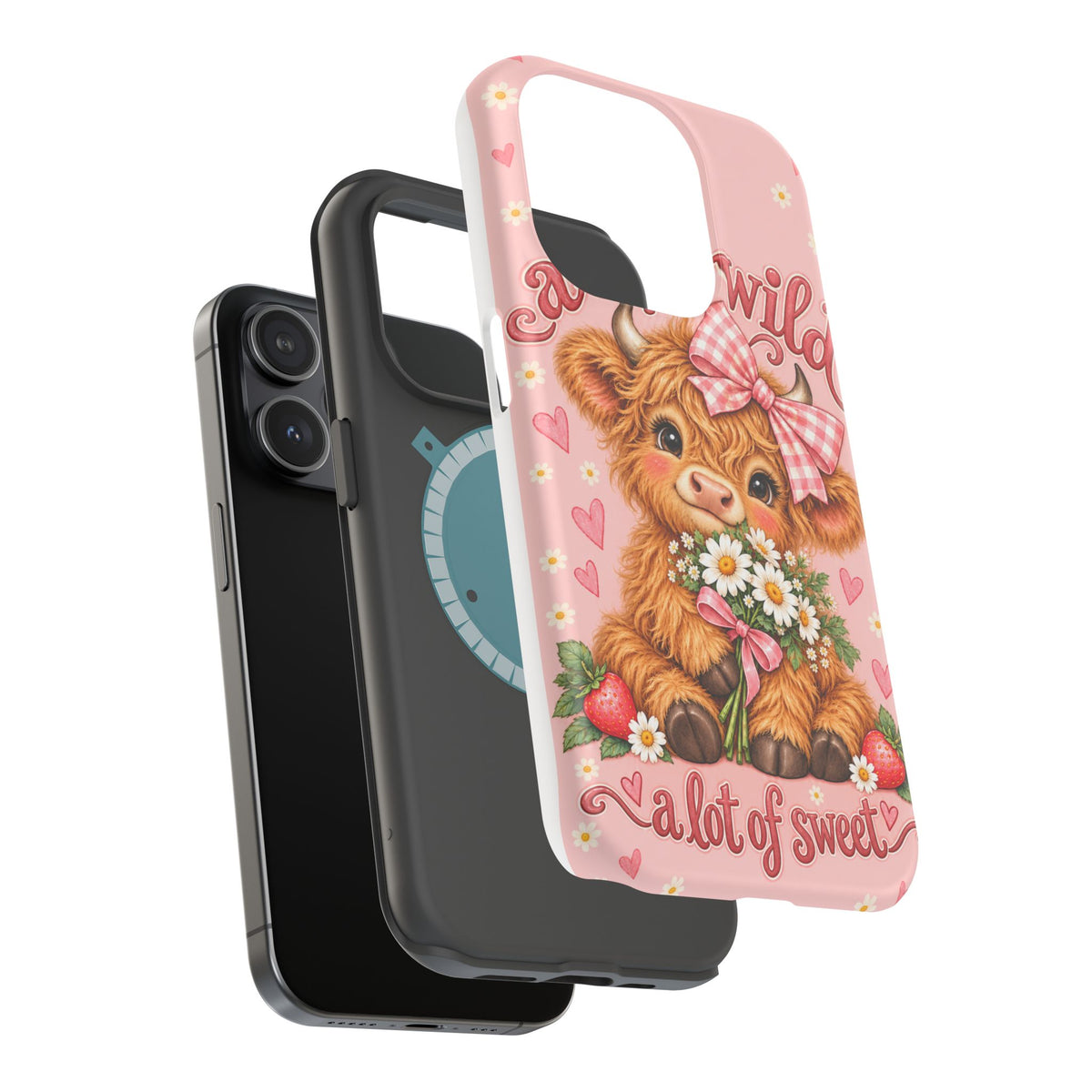 Cute Highland Cow Phone Case — "A Little Wild, A Lot of Sweet" Magnetic Impact-Resistant Case