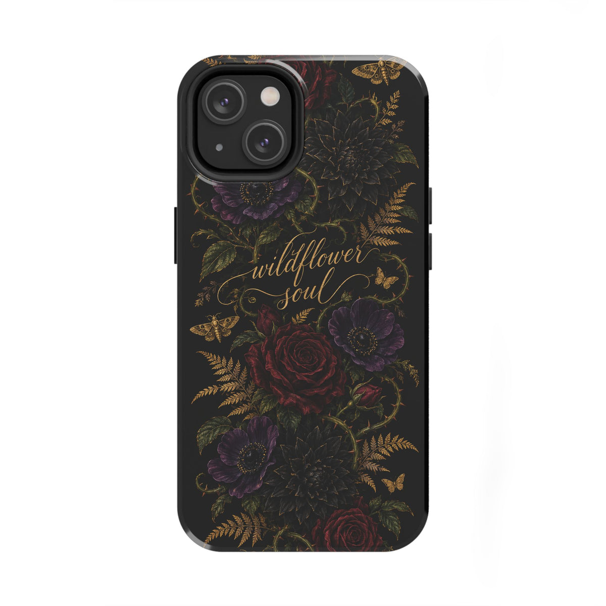Tough Phone Case — 'Wildflower Soul' Dark Floral Protective Phone Cover