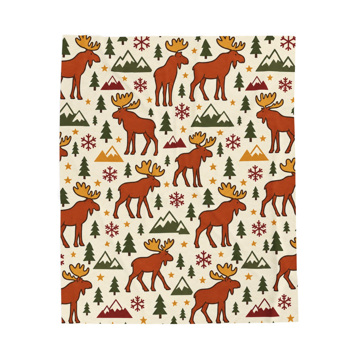 Moose Pattern Velveteen Plush Blanket – Cozy Cabin Holiday Throw