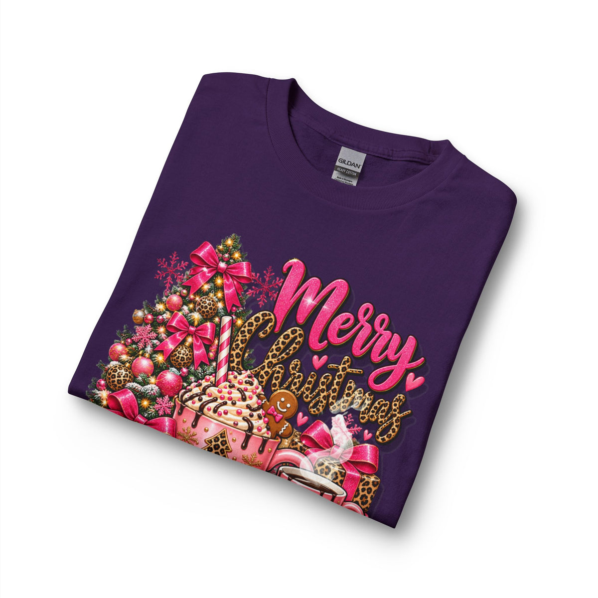 Merry Christmas Pink Leopard Holiday Long Sleeve T-Shirt