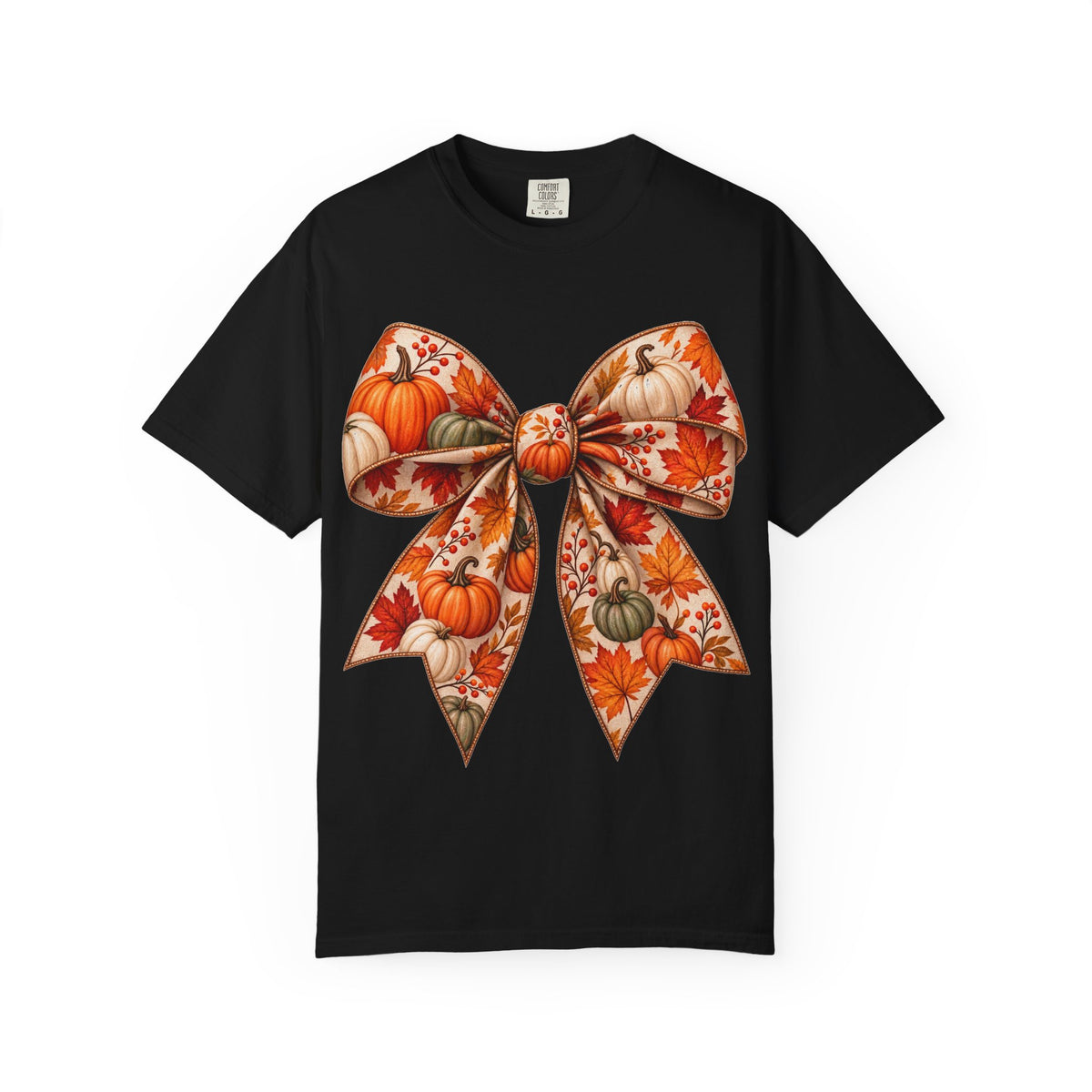 Autumn Pumpkin Bow T-Shirt — Fall Floral Pumpkin Graphic Tee
