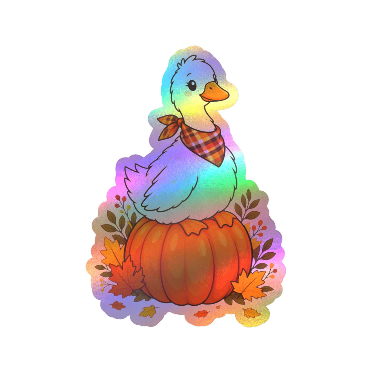 Autumn Goose on Pumpkin Vinyl Sticker — Fall Kiss-Cut Decal