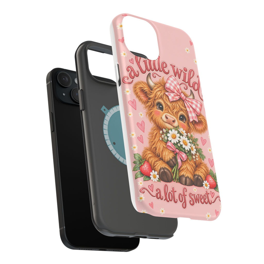 Cute Highland Cow Phone Case — "A Little Wild, A Lot of Sweet" Magnetic Impact-Resistant Case