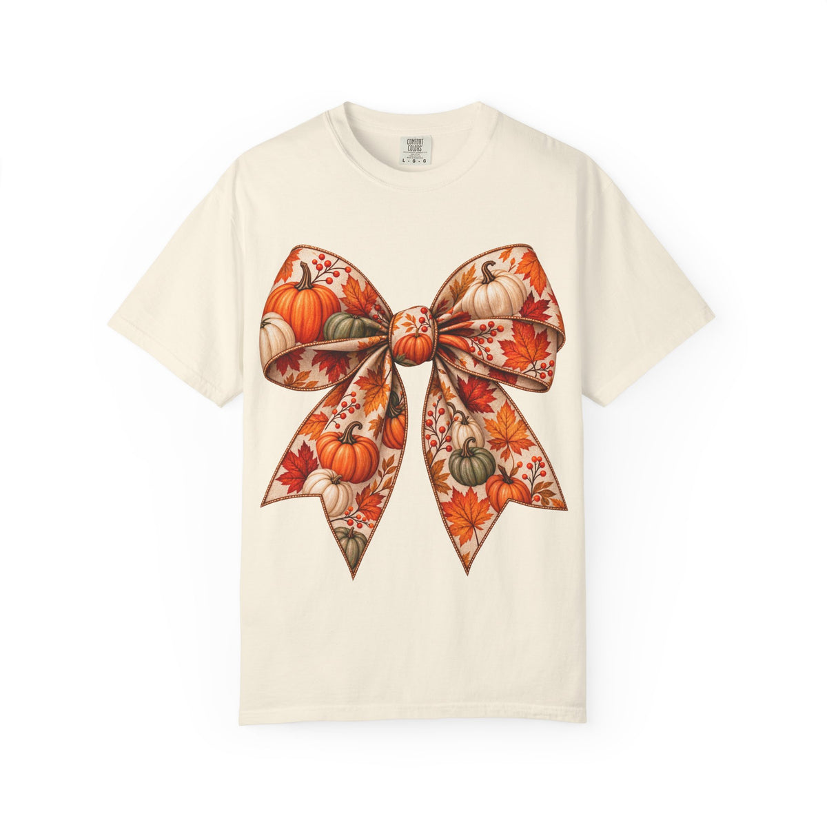 Autumn Pumpkin Bow T-Shirt — Fall Floral Pumpkin Graphic Tee