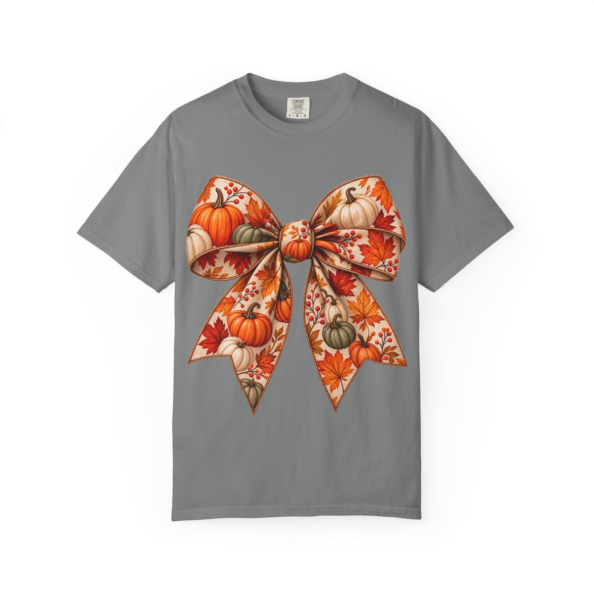 Autumn Pumpkin Bow T-Shirt — Fall Floral Pumpkin Graphic Tee