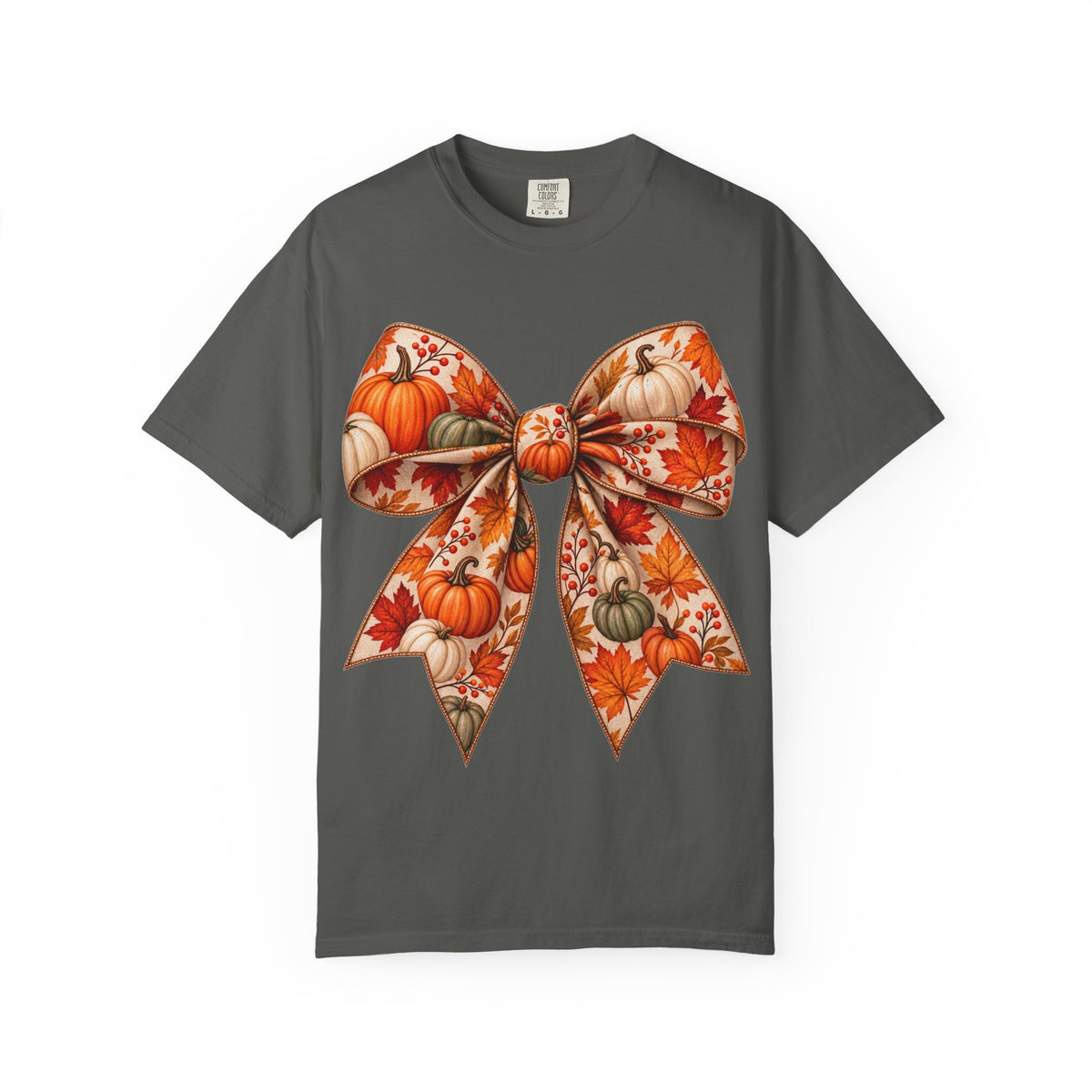 Autumn Pumpkin Bow T-Shirt — Fall Floral Pumpkin Graphic Tee