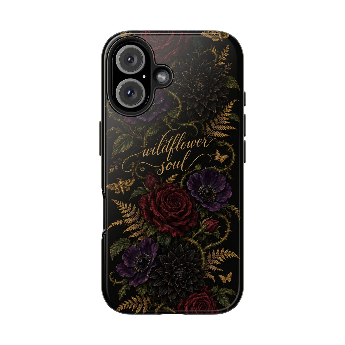 Tough Phone Case — 'Wildflower Soul' Dark Floral Protective Phone Cover
