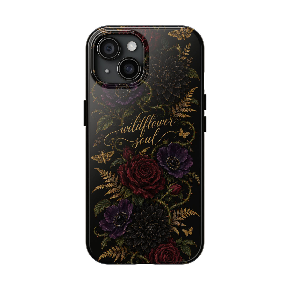 Tough Phone Case — 'Wildflower Soul' Dark Floral Protective Phone Cover