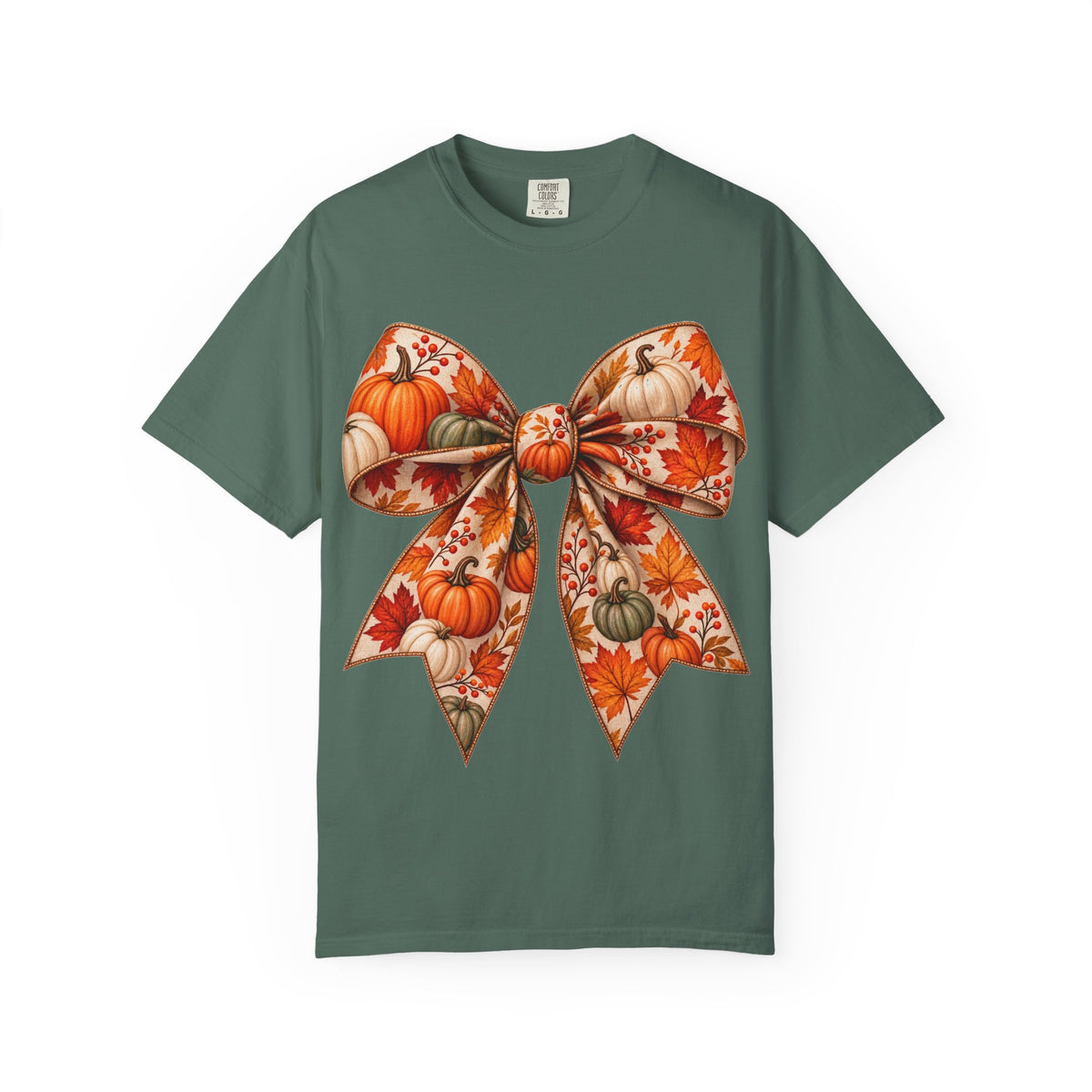 Autumn Pumpkin Bow T-Shirt — Fall Floral Pumpkin Graphic Tee