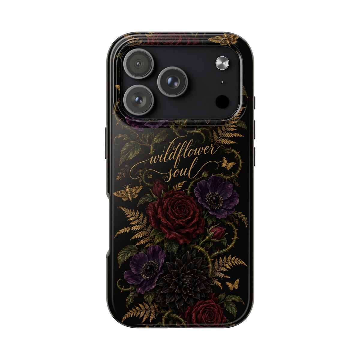 Tough Phone Case — 'Wildflower Soul' Dark Floral Protective Phone Cover