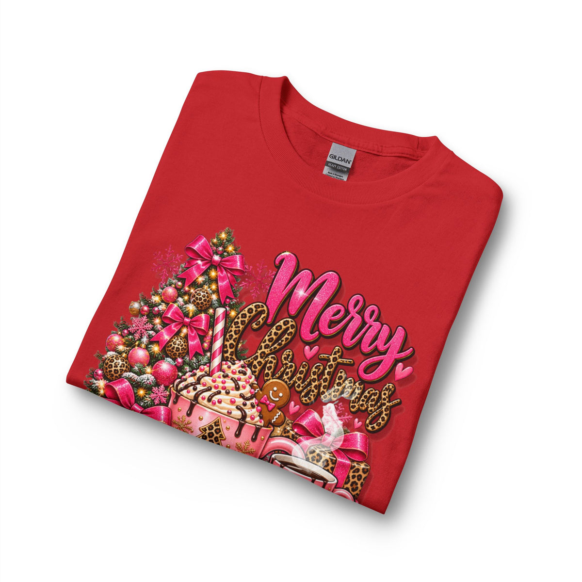 Merry Christmas Pink Leopard Holiday Long Sleeve T-Shirt