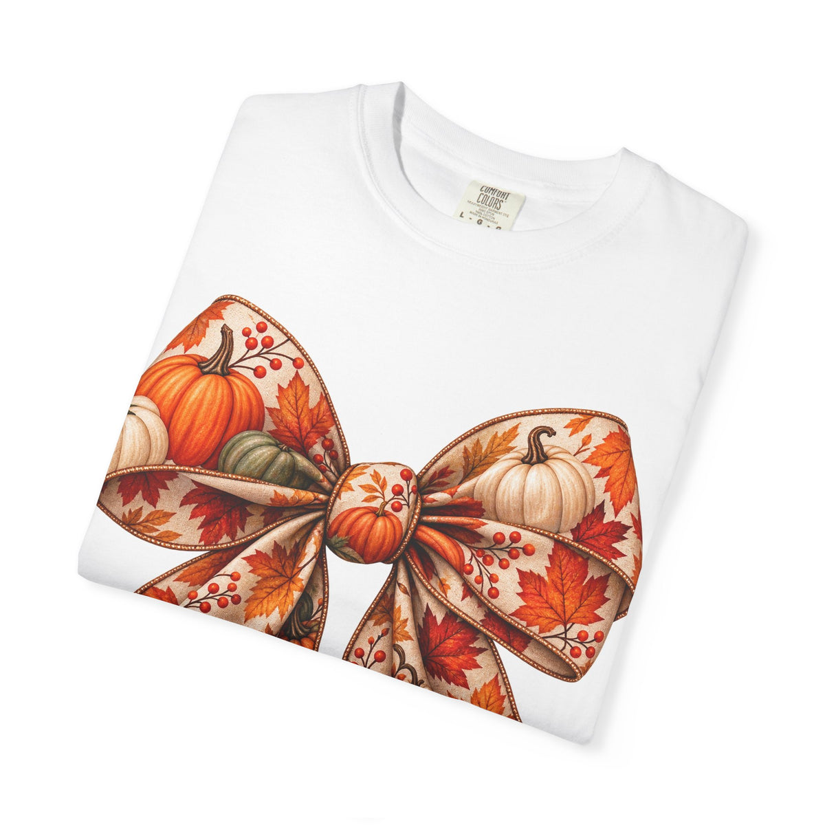 Autumn Pumpkin Bow T-Shirt — Fall Floral Pumpkin Graphic Tee