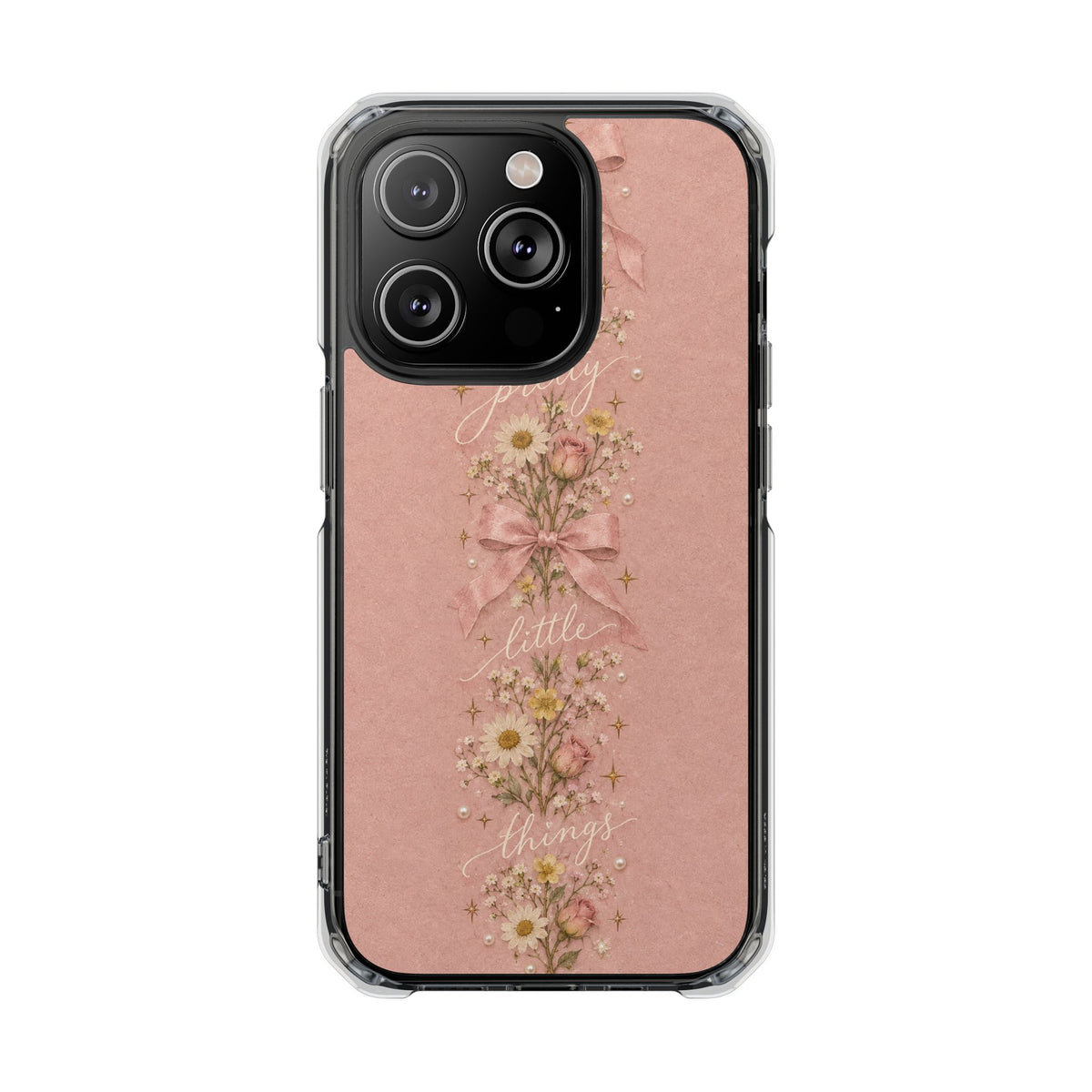 Pink Floral Clear Magnetic Phone Case — “Pretty Little Things” Vintage Daisies