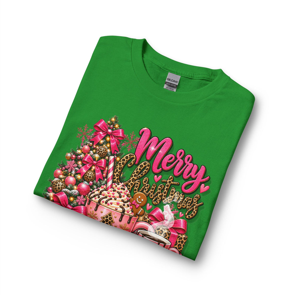 Merry Christmas Pink Leopard Holiday Long Sleeve T-Shirt