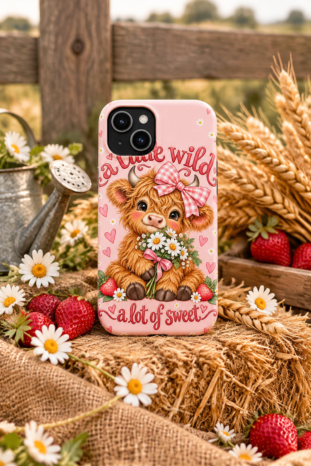 Cute Highland Cow Phone Case — "A Little Wild, A Lot of Sweet" Magnetic Impact-Resistant Case