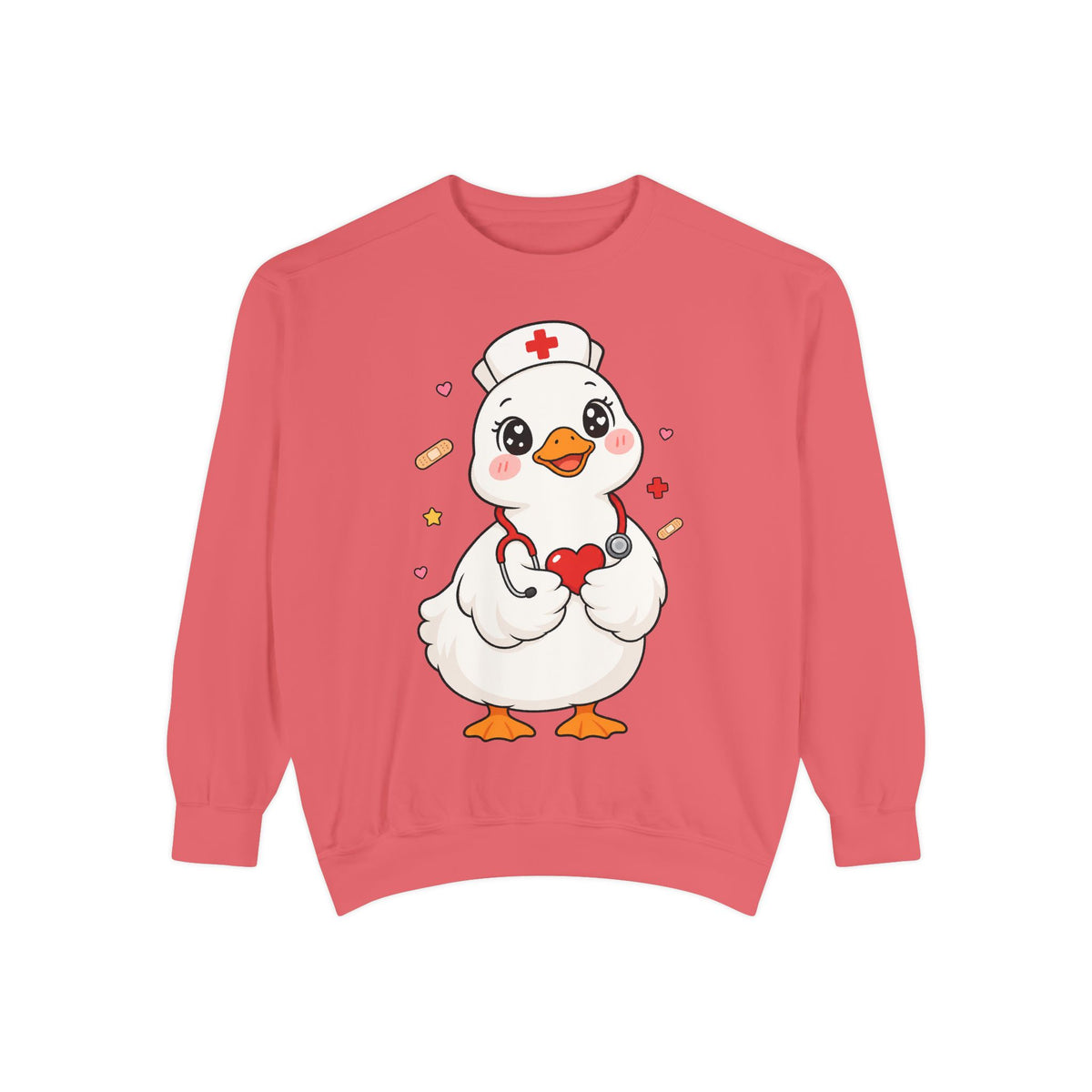 Nurse Duck Sweatshirt — Cute Medical Heart Stethoscope Crewneck
