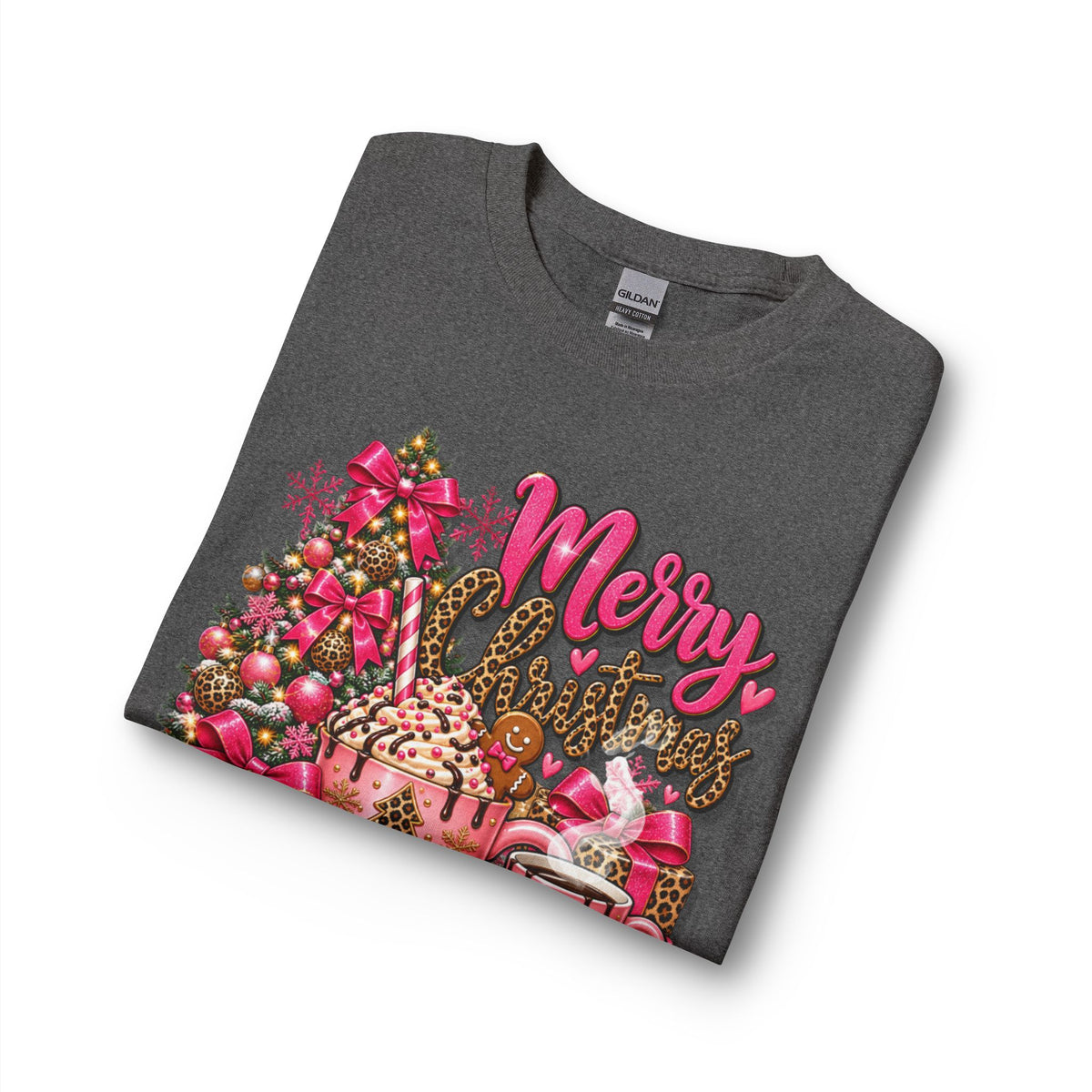 Merry Christmas Pink Leopard Holiday Long Sleeve T-Shirt