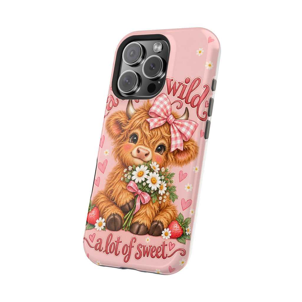 Cute Highland Cow Phone Case — "A Little Wild, A Lot of Sweet" Magnetic Impact-Resistant Case