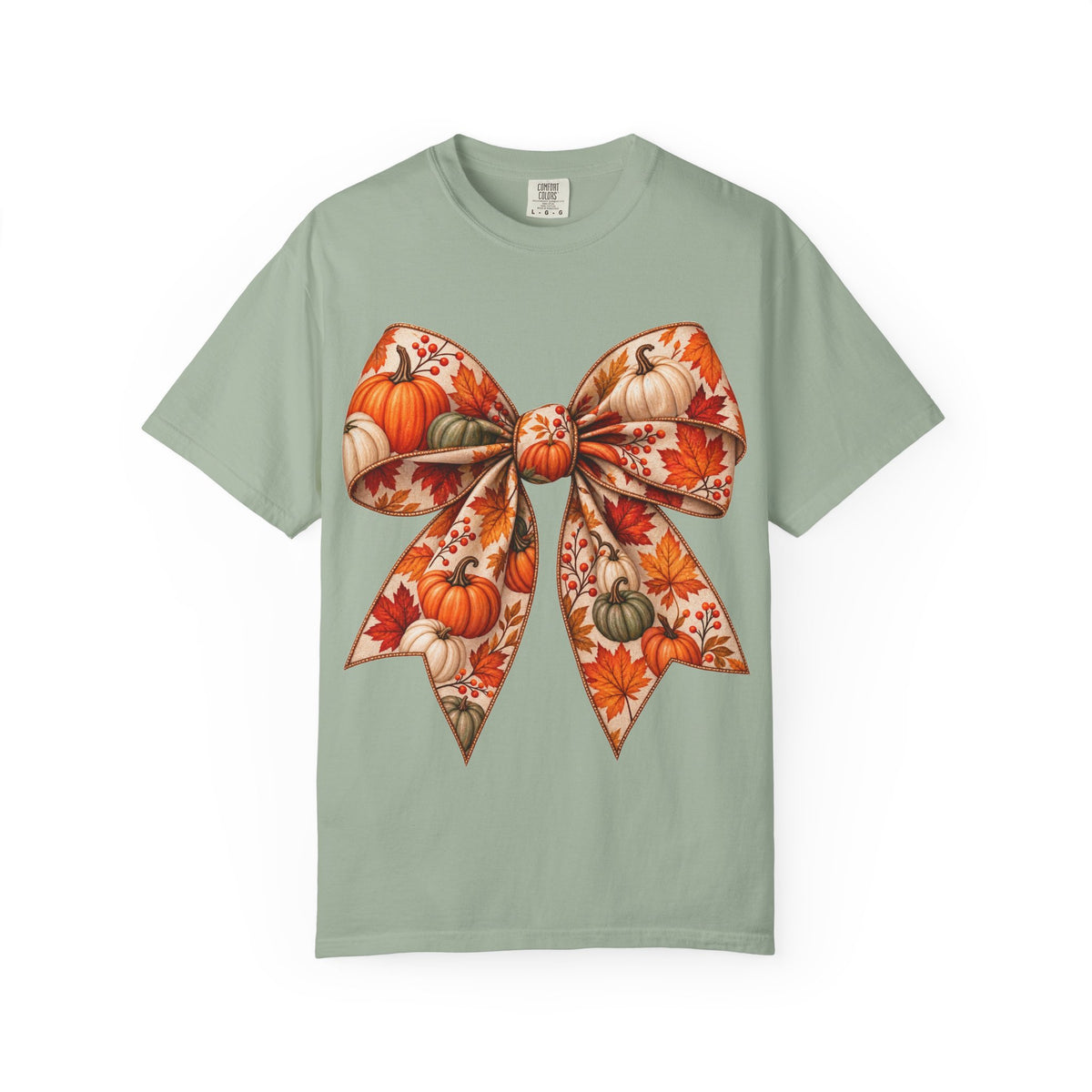 Autumn Pumpkin Bow T-Shirt — Fall Floral Pumpkin Graphic Tee