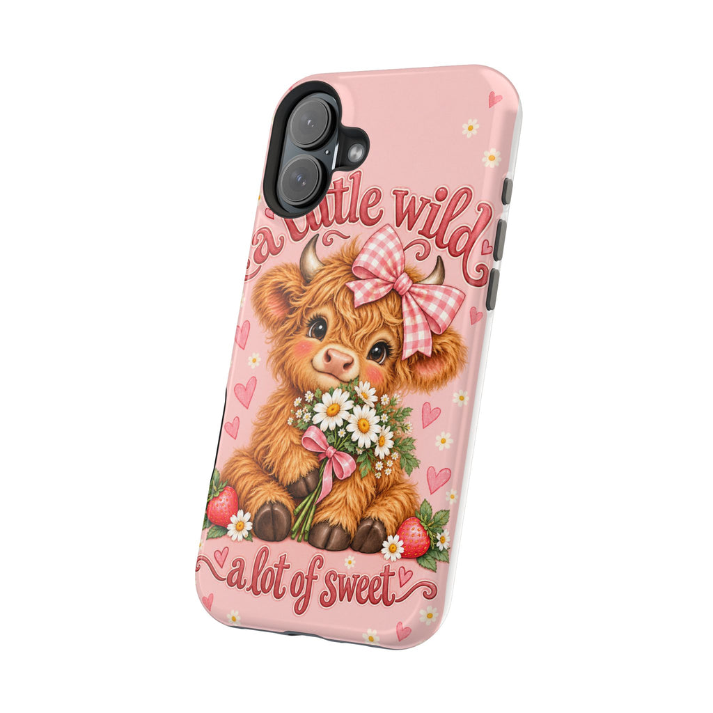 Cute Highland Cow Phone Case — "A Little Wild, A Lot of Sweet" Magnetic Impact-Resistant Case