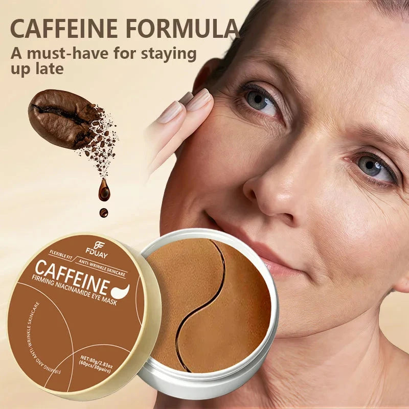 FDUAY Caffeine Eye Patches Set of 30 Brightening Firming Under-Eye Skincare with Caffeine Niacinamide for a Refreshed Look