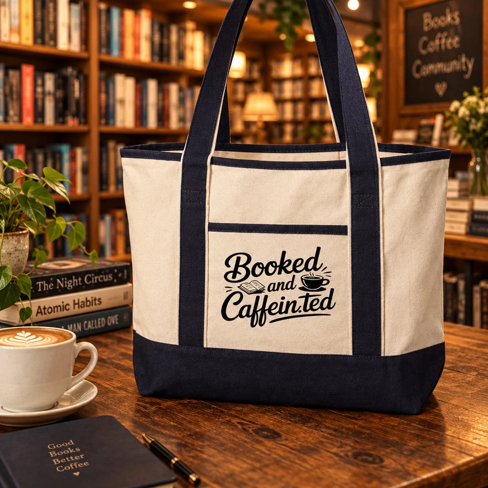 Booked and Caffeinated Tote