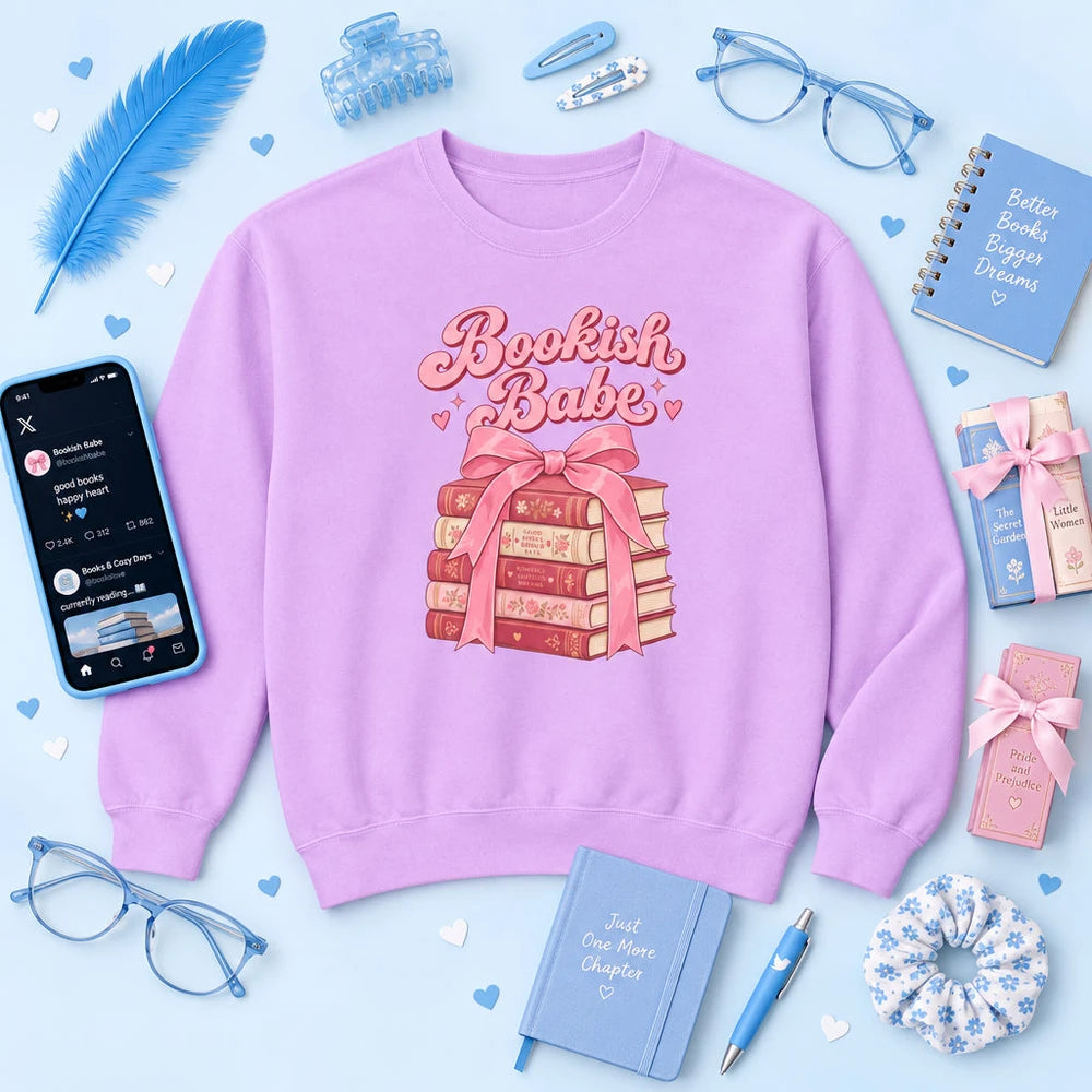 Bookish Babe Cotton Crewneck Sweatshirt