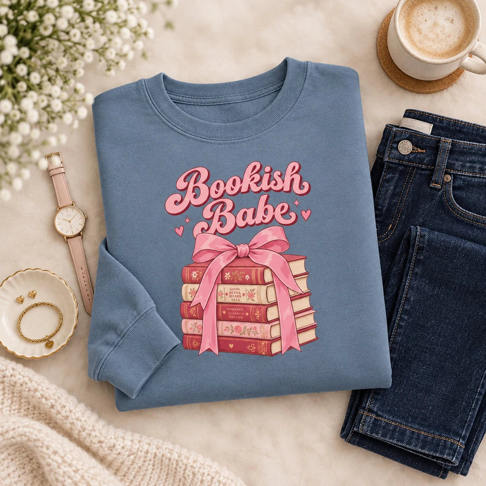 Bookish Babe Cotton Crewneck Sweatshirt