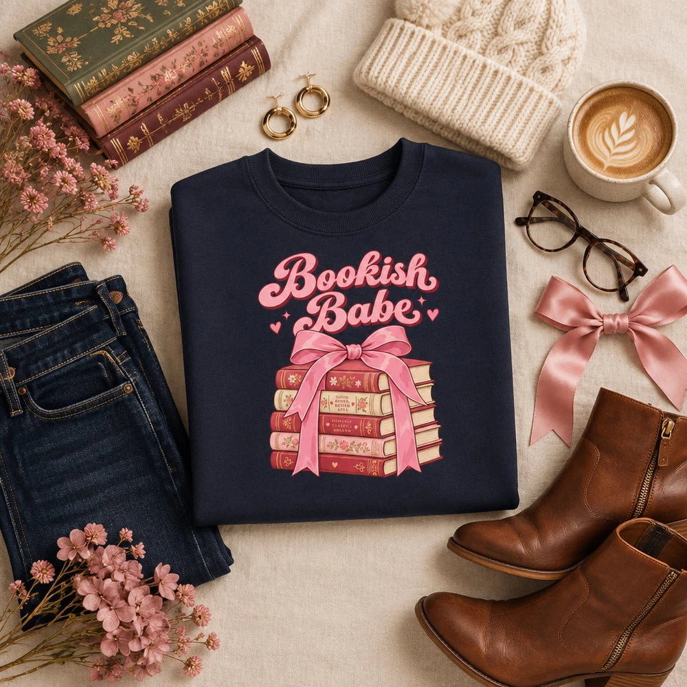 Bookish Babe Cotton Crewneck Sweatshirt