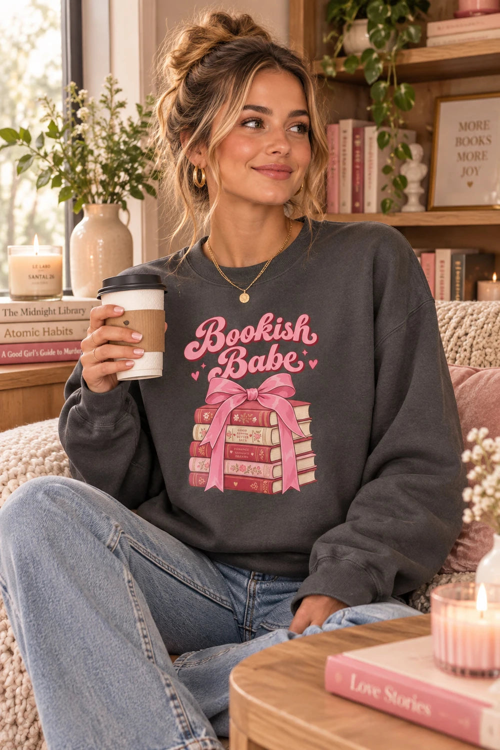 Bookish Babe Cotton Crewneck Sweatshirt