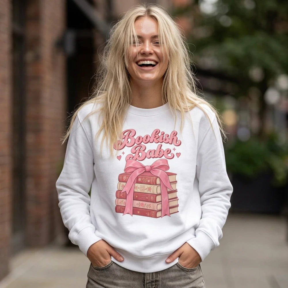 Bookish Babe Cotton Crewneck Sweatshirt