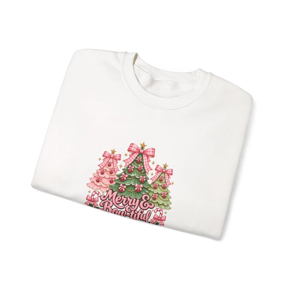 Christmas Tree Graphic Sweatshirt - "Merry & Bright" Holiday Crewneck