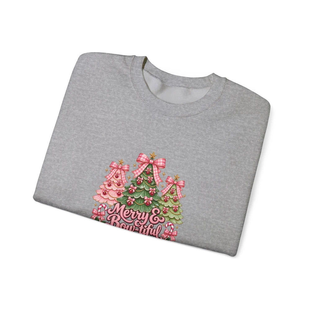 Christmas Tree Graphic Sweatshirt - "Merry & Bright" Holiday Crewneck