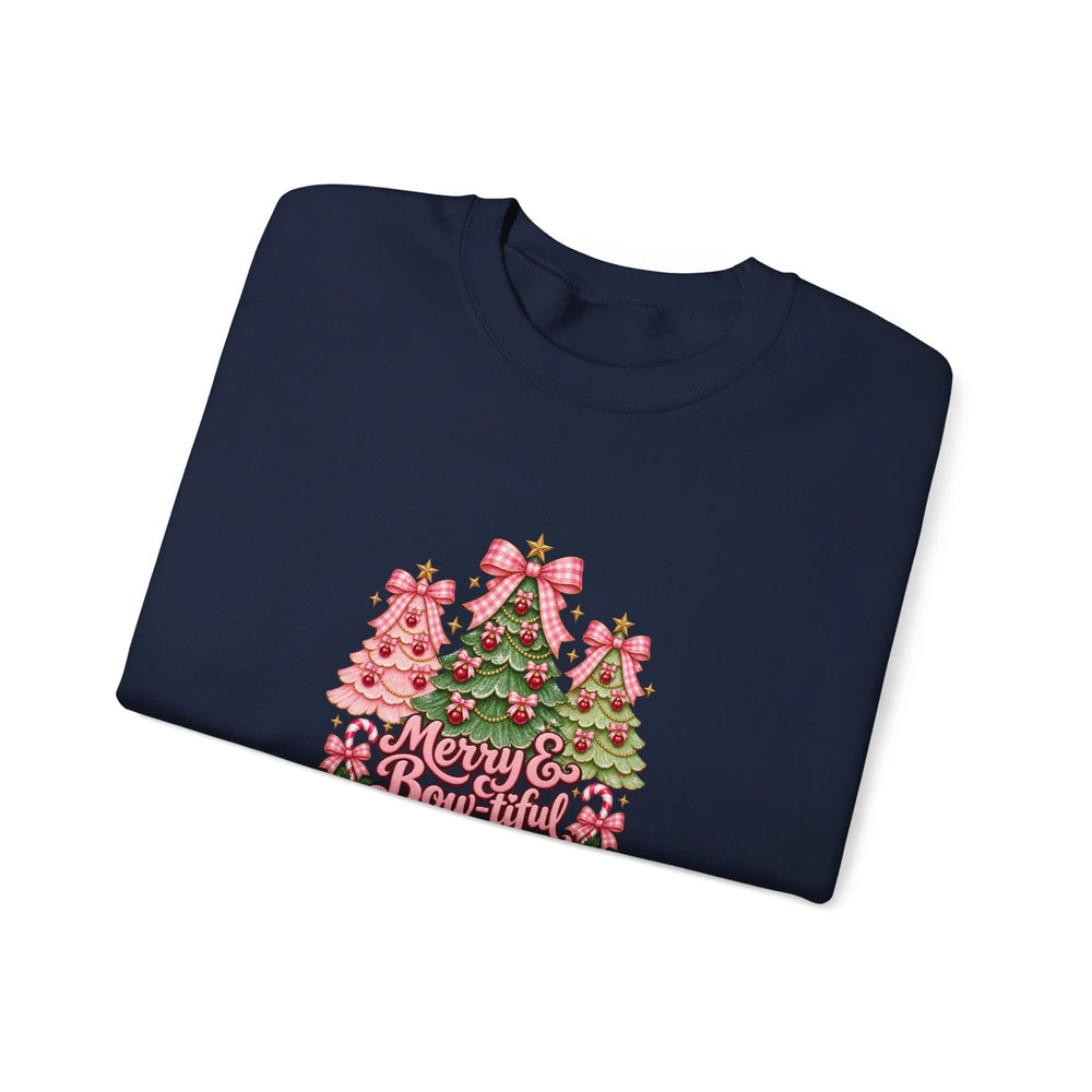 Christmas Tree Graphic Sweatshirt - "Merry & Bright" Holiday Crewneck