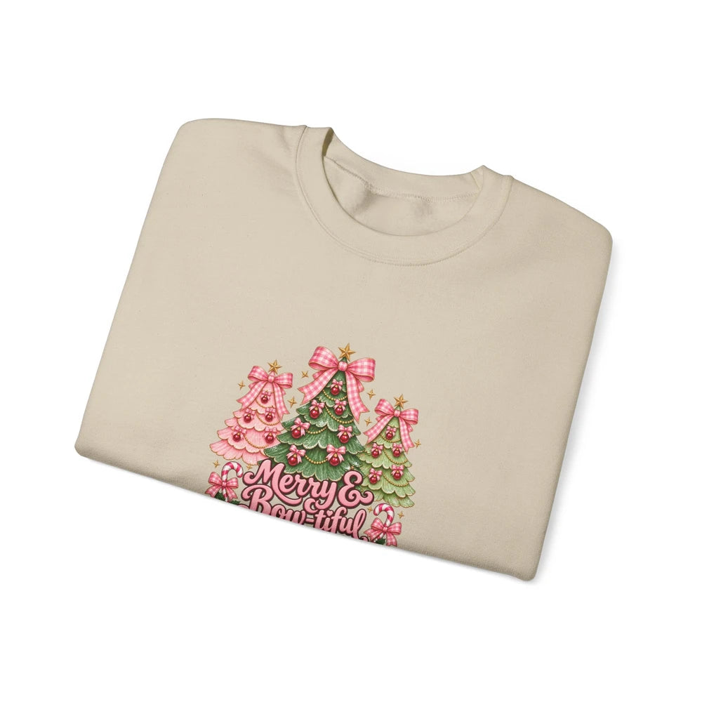 Christmas Tree Graphic Sweatshirt - "Merry & Bright" Holiday Crewneck