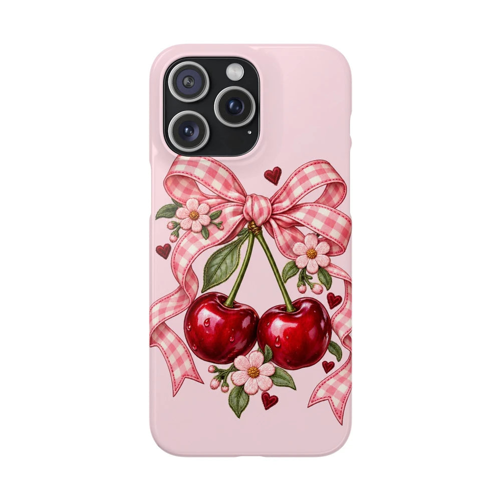 Pink Cherry Bow Phone Case — Cute Girly Cute iPhone Snap Case