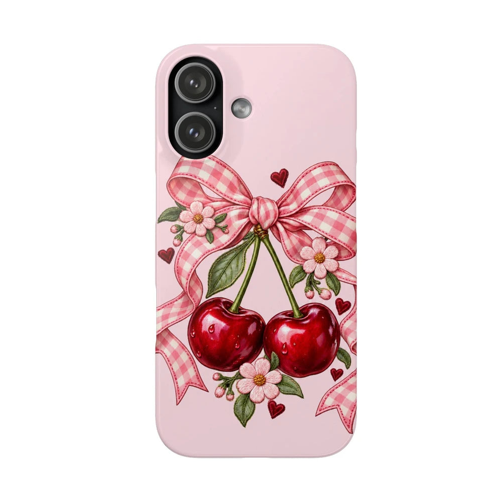 Pink Cherry Bow Phone Case — Cute Girly Cute iPhone Snap Case