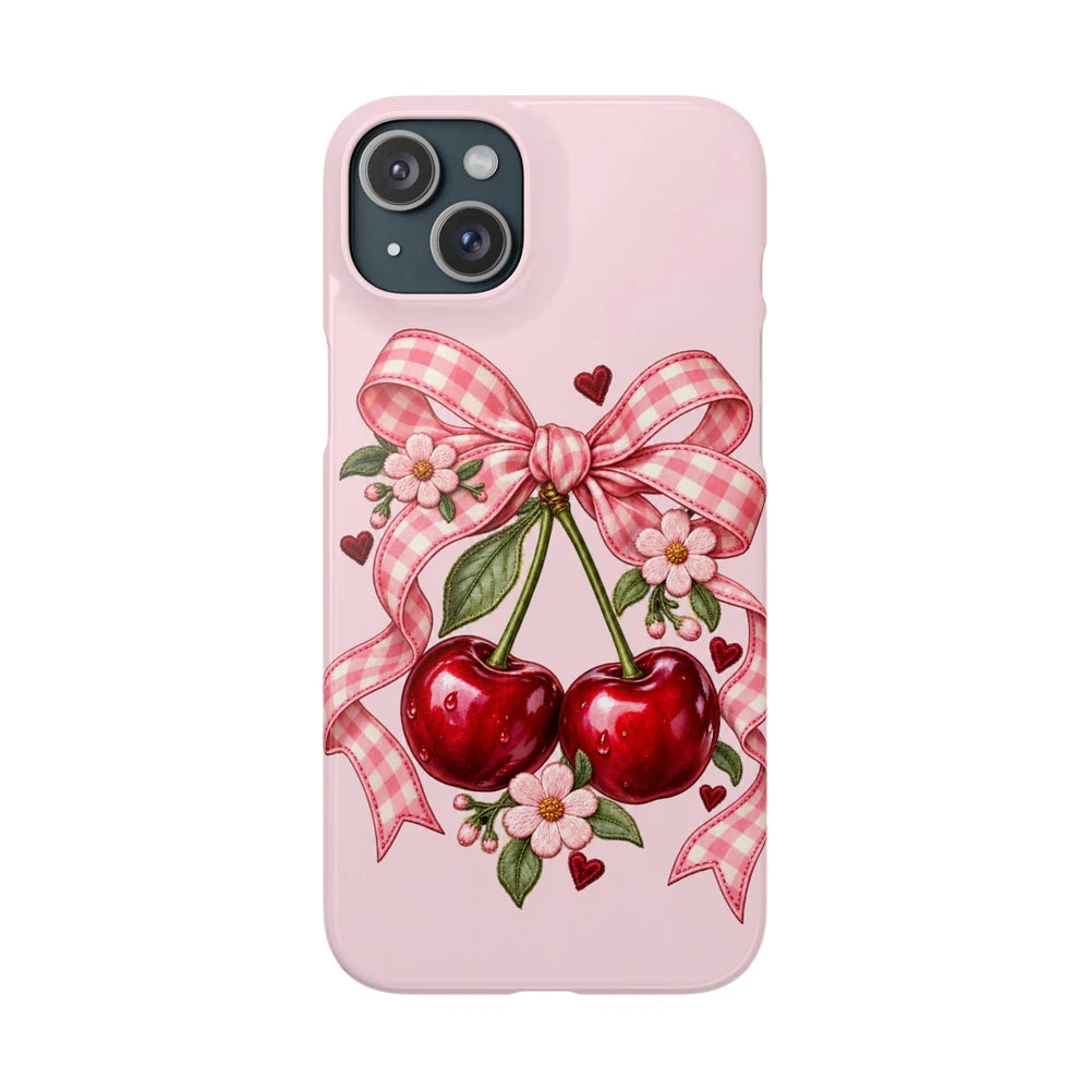 Pink Cherry Bow Phone Case — Cute Girly Cute iPhone Snap Case