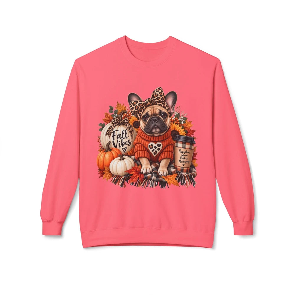 Fall Vibes French Bulldog Sweatshirt — Cute Autumn Pumpkin Dog Crewneck
