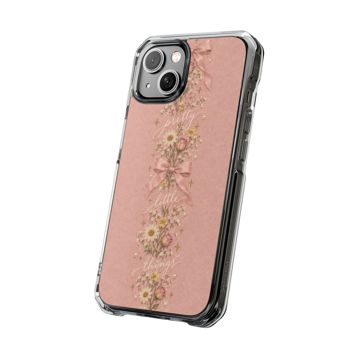 Pink Floral Clear Magnetic Phone Case — “Pretty Little Things” Vintage Daisies