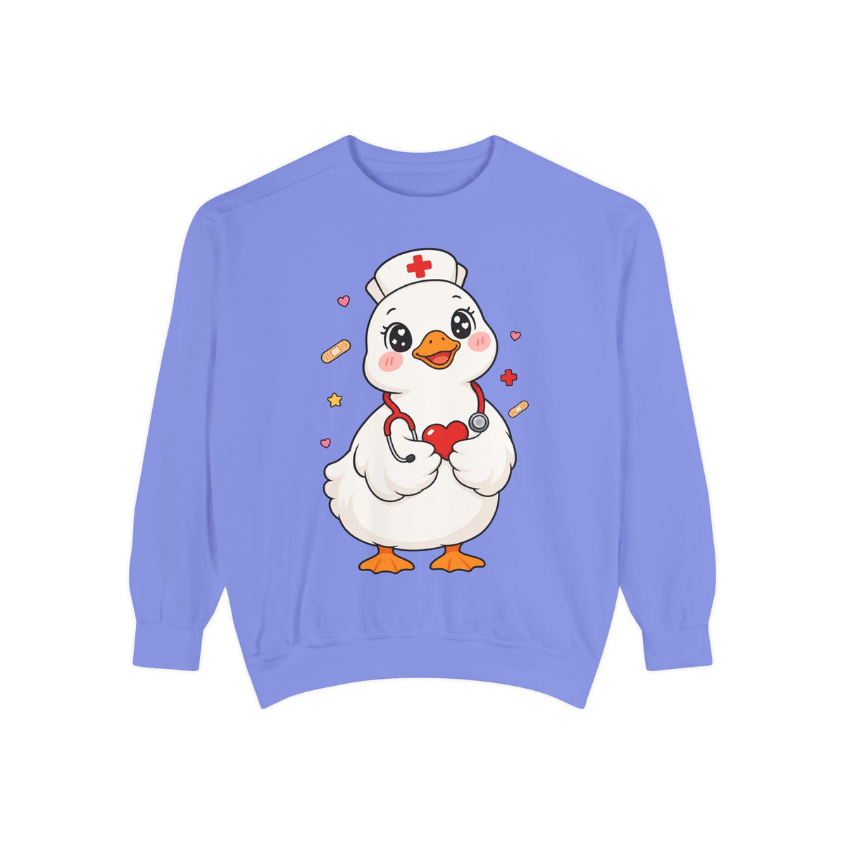 Nurse Duck Sweatshirt — Cute Medical Heart Stethoscope Crewneck