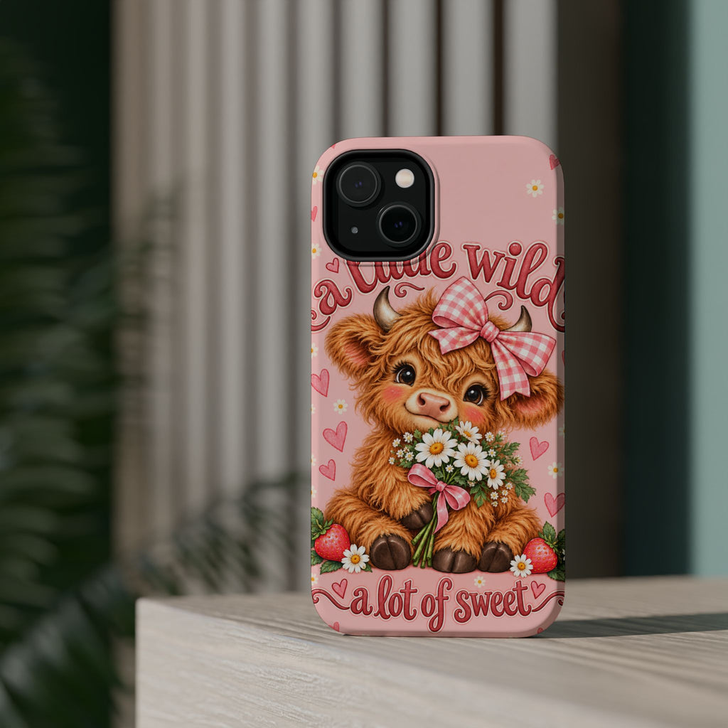 Cute Highland Cow Phone Case — "A Little Wild, A Lot of Sweet" Magnetic Impact-Resistant Case