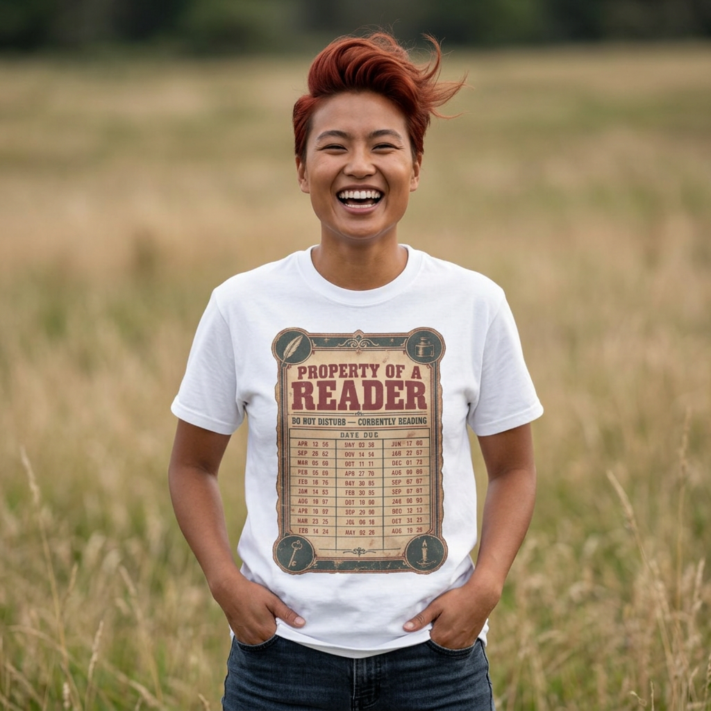 Reader T-Shirt — "Property of a Reader" Vintage Library Graphic Tee