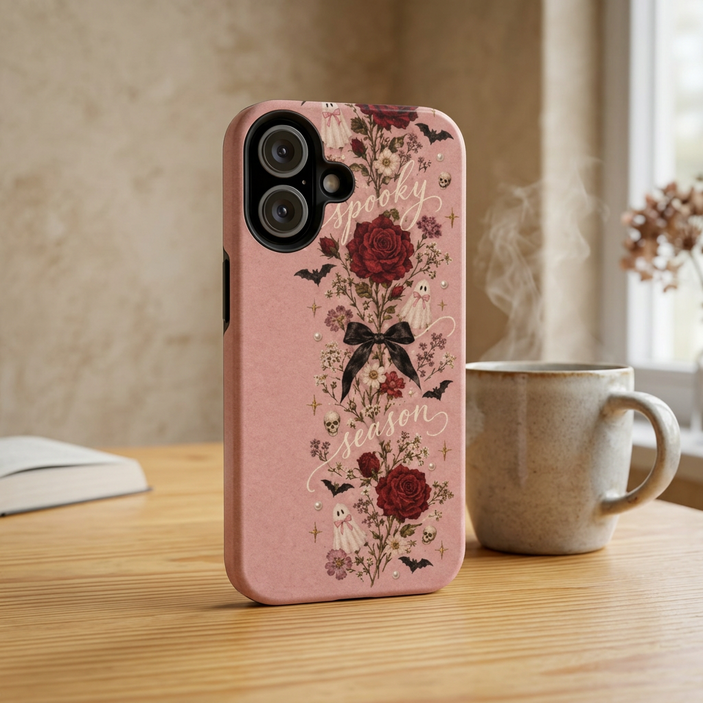 Tough Phone Case — 'Spooky Season' Vintage Rose Protective Cover