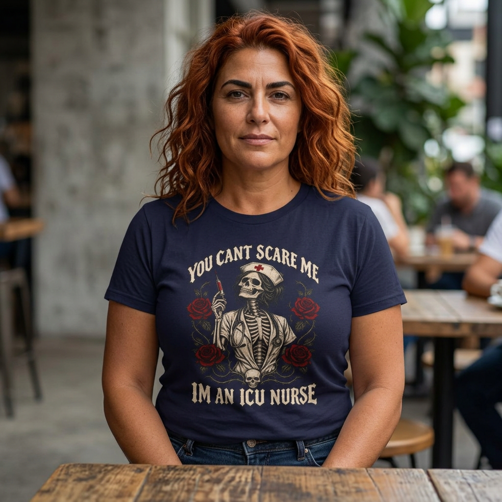 ICU Nurse Skull Tee — "You Can't Scare Me, I'm an ICU Nurse" Graphic T-Shirt