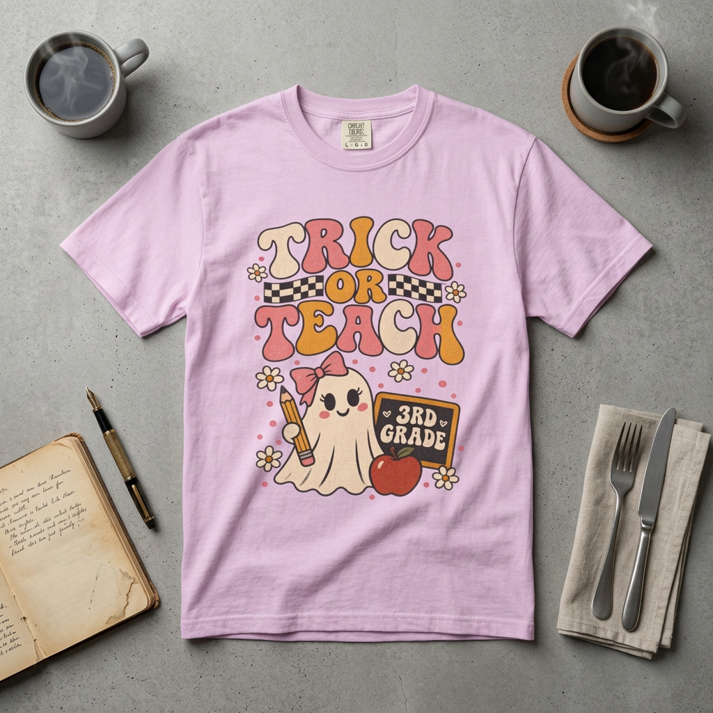 Trick or Teach 3rd Grade Halloween T-Shirt